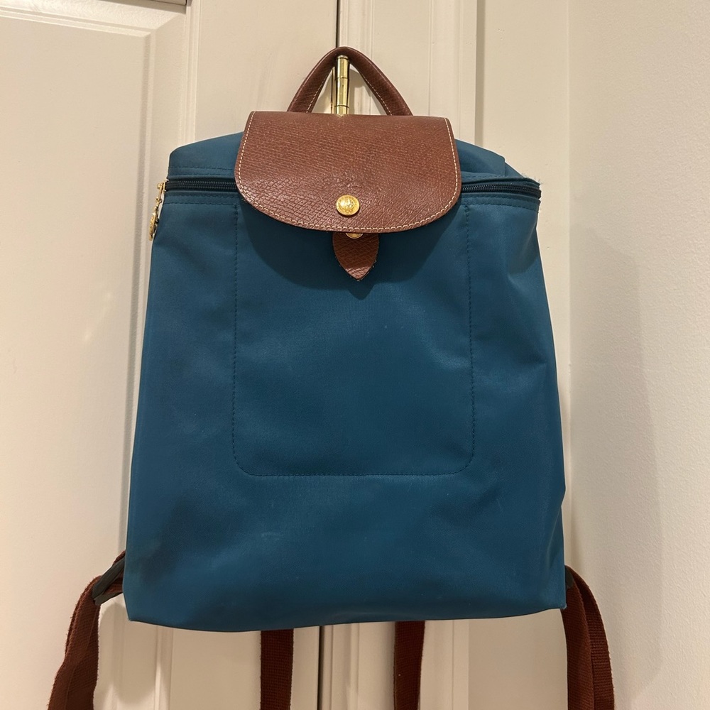 Longchamp: Le Pliage Original M Backpack Blue/Green